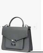 MCM Leather Top Handle Bag With Silver Hardware …..