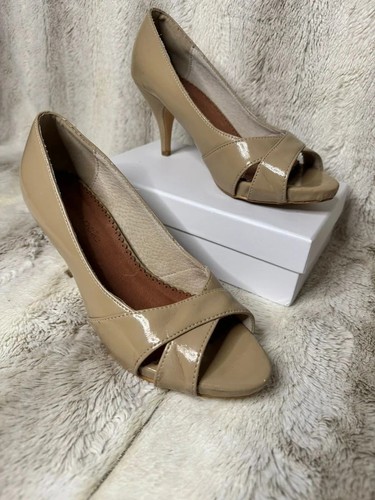Nude patent peep toe - nude,