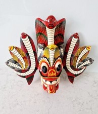 Sri Lankan Traditional Naga Raksha Hand Carved & Painted Wooden King Cobra Mask