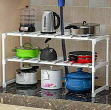 Under Sink Organiser caddy Removable Storage Tidy Shelf Unit Shelves Corner