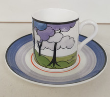 Wedgwood Clarice Cliff Café Chic Limited Edition Coffee Cup and Saucer Blue Firs