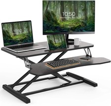 MEQATS Sit Stand Desk Converter 32″ – Height Adjustable, Dual Tier Ergonomic ...