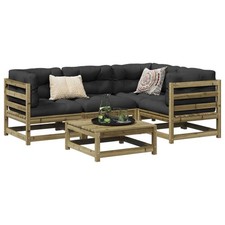 5 Piece Garden Sofa Set Solid