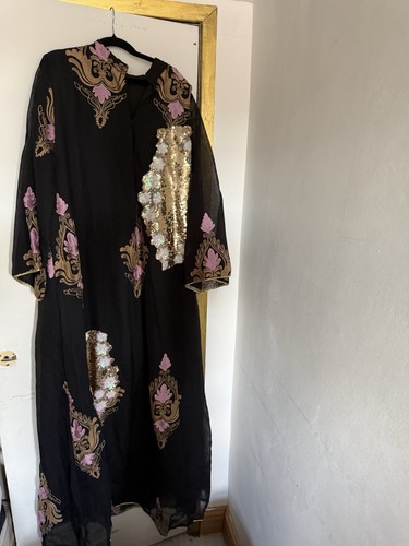 Black floral dress with sequin - floral,