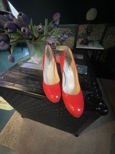 LK BENNETT Maddox Red Patent Leather Almond Toe Wedge Heel Court Shoes  Size 4