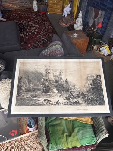 Antique framed print battle - antique,