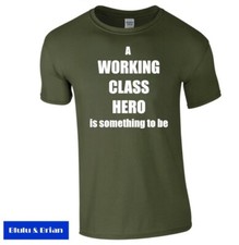 Working Class Hero homage T-shirt John Lennon retro music song lyric Political