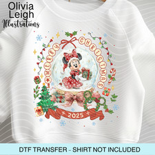 Disney Minnie Mouse, Christmas, Dtf Transfer Iron On Childrens T-shirt Clothing