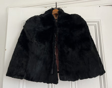 Vintage Real Fur Black Cape / Stole / Wrap / Jacket