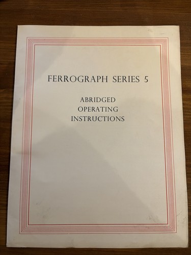 Ferrograph series manual - series, 5