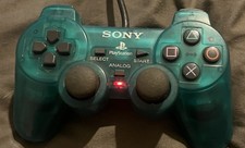 Sony PlayStation Controller Clear Emerald Green SCPH-1200 PS1 PS2 FREE UK P&P
