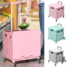 Folding Crate Cart on Wheels Market  Shopping Trolley Moving Luggage Handcart