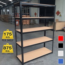 Garage Racking 5 Tier Shelving Unit Boltless Heavy Duty Metal Shelf Shed Storage