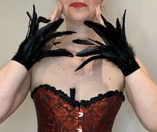 2 x Cuffs Black Coque Feather Steampunk Bracelet Tribe Dance Cosplay Crow