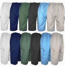 MENS 3/4 LENGTH SHORTS COTTON CARGO COMBAT SUMMER HOLIDAY PANTS NEW 