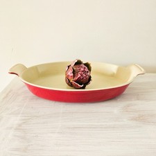 Vtg 28 Le Creuset Dark Red Burgundy Oval Au Gratin Roasting Stove Top Cast Iron
