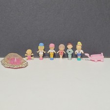 Polly Pocket Vintage 90s Figure Bundle Of 6 With Cart And Locket