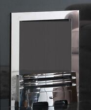 REPLACEMENT GAS FIRE POLISHED CHROME CAST IRON 16" FRET 3 PIECE MAGNETIC TRIM 