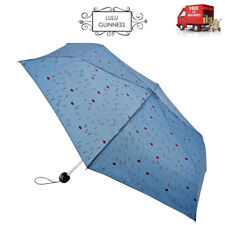 Lulu Guinness Letters Mist Blue Superslim Folding Umbrella & Cover Handbag Size