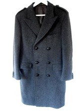 Made in England Charcoal merino wool coat 40" chest epaulette shoulders (9256