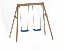 Kids Wooden Swing Set - Double  (Blue)