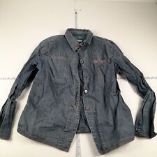 BLUE WILLIS Shirt XL Blue Womens Button Long Sleeve Collared Denim Collar