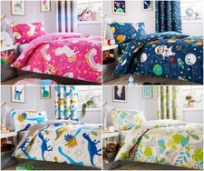 Unisex Kids Reversible Bedding Collections, Duvet Cover Sets / Matching Curtains