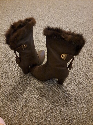 Dark brown boots with fleece - dark,