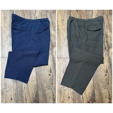 2 x  Marks and Spencer drawstring cotton trousers W36 L 29  Navy & Khaki