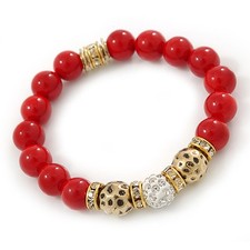 10mm Red Ceramic Stone, Gold