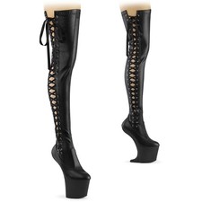Pleaser 8" Heelless Thigh Boots Side Ribbon Lace Adult Women Shoes Craze/3050