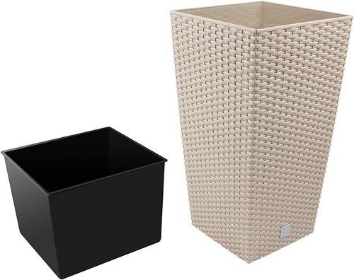 Square plant pot rattan tall - plant,