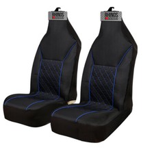 FOR VW T25 Caravelle - LUXURY QUILTED BLUE PIPING VAN SEAT COVERS  2 x FRONTS