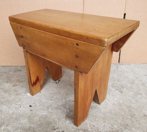 Antique pine step stool - ,