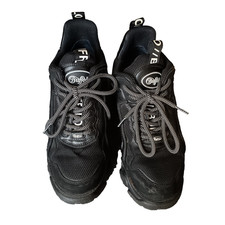 Buffalo London Vegan Chai Black Womens UK Size 7 Lace Up Chunky Sole Trainers