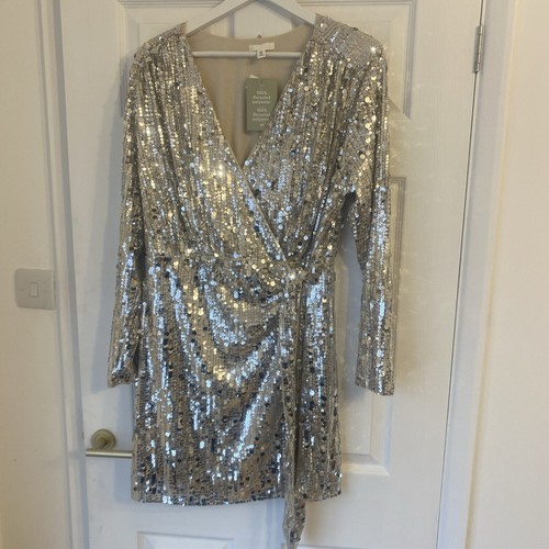 Sequin wrap dress gold - sequin,