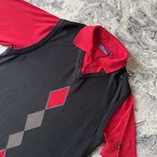 Vintage PGA Tour Polo Shirt Jumper Sweater Vest Black Red Diamond Argyle M