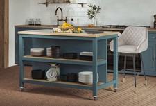 Baumhaus Blue Open Kitchen Island With Breakfast Bar (CKH02C) SRP £795 *DAMAGED*
