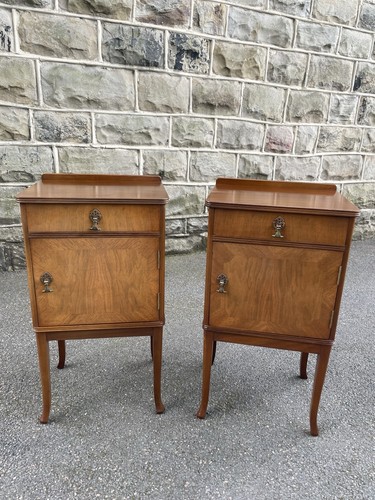 Pair antique walnut - antique, bedside