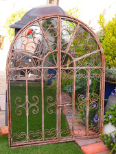 Large Wrought iron shuttered garden mirror. 90cm x 70cm Vintage ?