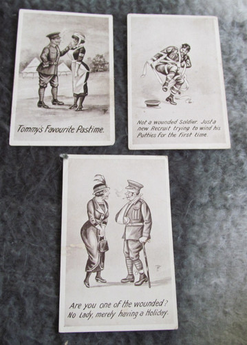 Trio antique postcards - trio,