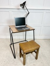 Vintage Remploy School Desk Formica Top Black Tubular Metal Bauhaus 73cmH