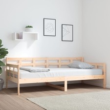 Day Bed Solid Pine Wood Brown