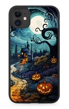 Halloween Woods Rubber Phone Case Pumpkin Haunted House Mansion Full Moon DA60