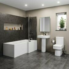 Modern Bathroom Suite 1600mm LH/RH L Shaped Bath Screen Toilet Basin & Pedestal