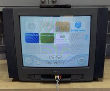 Hitachi C2164TN 21” Inch CRT TV Scart Retro Gaming W/ Remote & Stand WORKING VGC