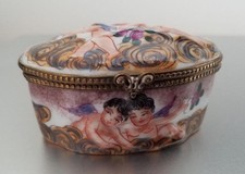ANTIQUE SIGNED CAPODIMONTE BOX HAND PAINTED NAPLES  PORCELAIN TRINKET JEWELLERY 