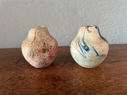 Red and blue swirl pottery - red,