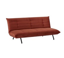 Terracotta Orange 2 Seater Sofa Bed Click Clack Soft Velvet Kobe - New Boxed