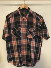 Camel Trophy Mens Size XL Navy Check Short Sleeve Shirt Adventure Wear Pockets
